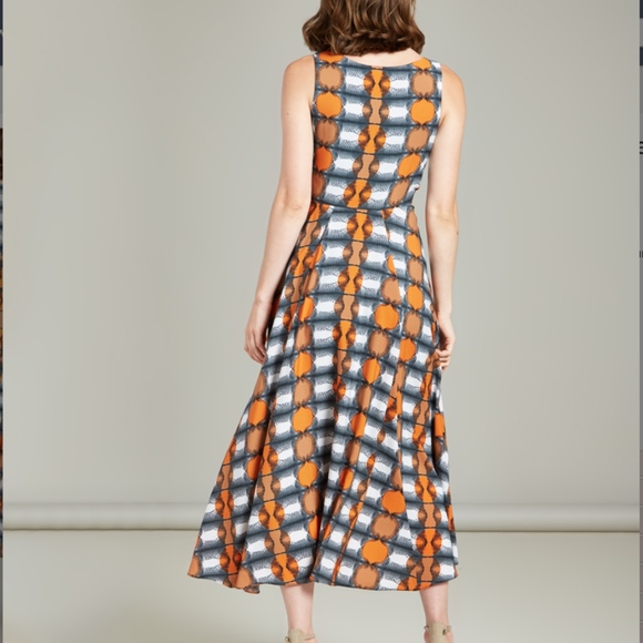 Eva Franco Anthropologie Camille Plunge Neck Faux Wrap Dress - Picture 2 of 3